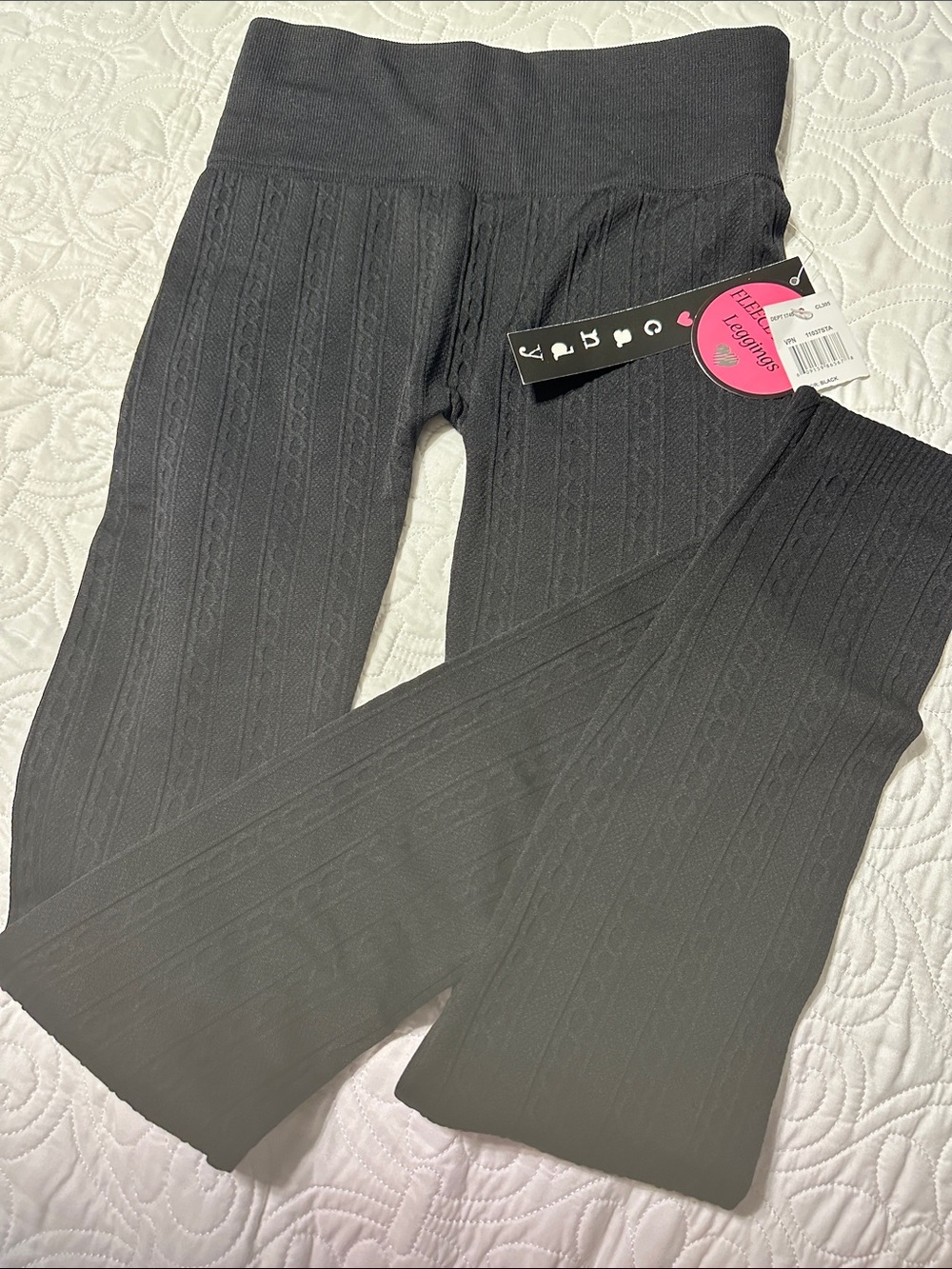 eye candy Black Cable Knit Kids Leggings
